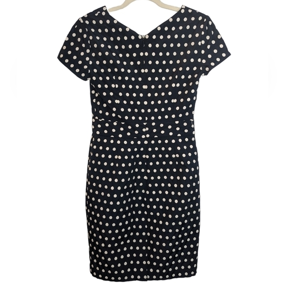 Banana Republic NWT Navy Polka Dot Sheath Dress Petite 2P Cotton Blend Workwear - Picture 14 of 16